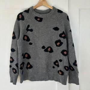 360 Cashmere Printed Leopard Sweater Women's Knit Crewneck Pullover‎ XS/S